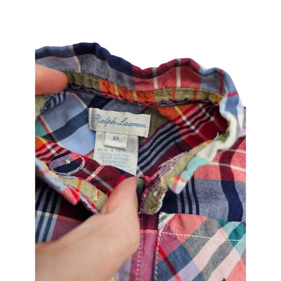 Size 6m Polo Ralph Lauren Boys Collared Romper With Snap Closure - Picture 3 of 4